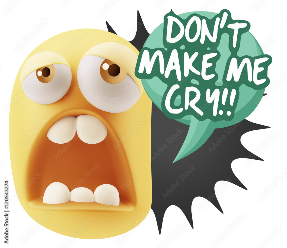 3d Rendering Sad Character Emoticon Expression saying Don't Make 3d Rendering Sad Character Emoticon Expression saying Don't Make