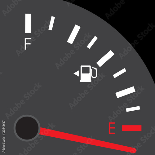 Fuel indicator. Illustration on Black background for design ,Empty Energy