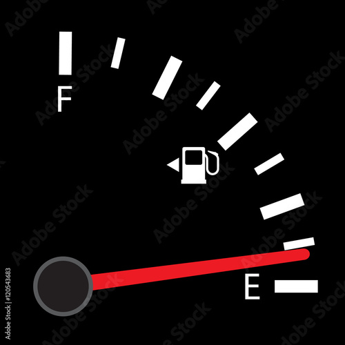 Fuel indicator. Illustration on Black background for design ,Empty Energy