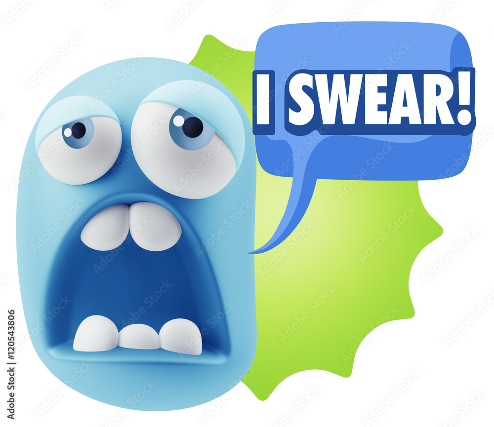 3d Rendering Sad Character Emoticon Expression saying I Swear wi 3d Rendering Sad Character Emoticon Expression saying I Swear wi
