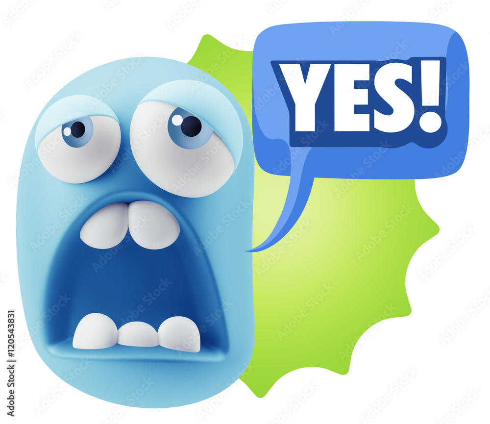 Obraz premium 3d Rendering Sad Character Emoticon Expression saying Yes with C