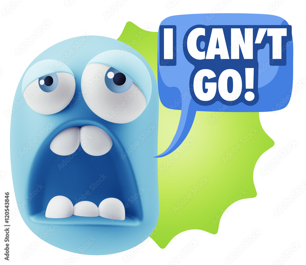 Obraz premium 3d Rendering Sad Character Emoticon Expression saying I Can't Go