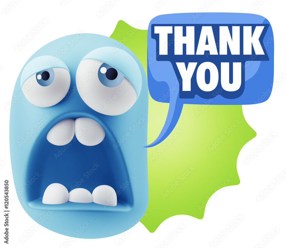 3d Rendering Sad Character Emoticon Expression saying Thank You 3d Rendering Sad Character Emoticon Expression saying Thank You
