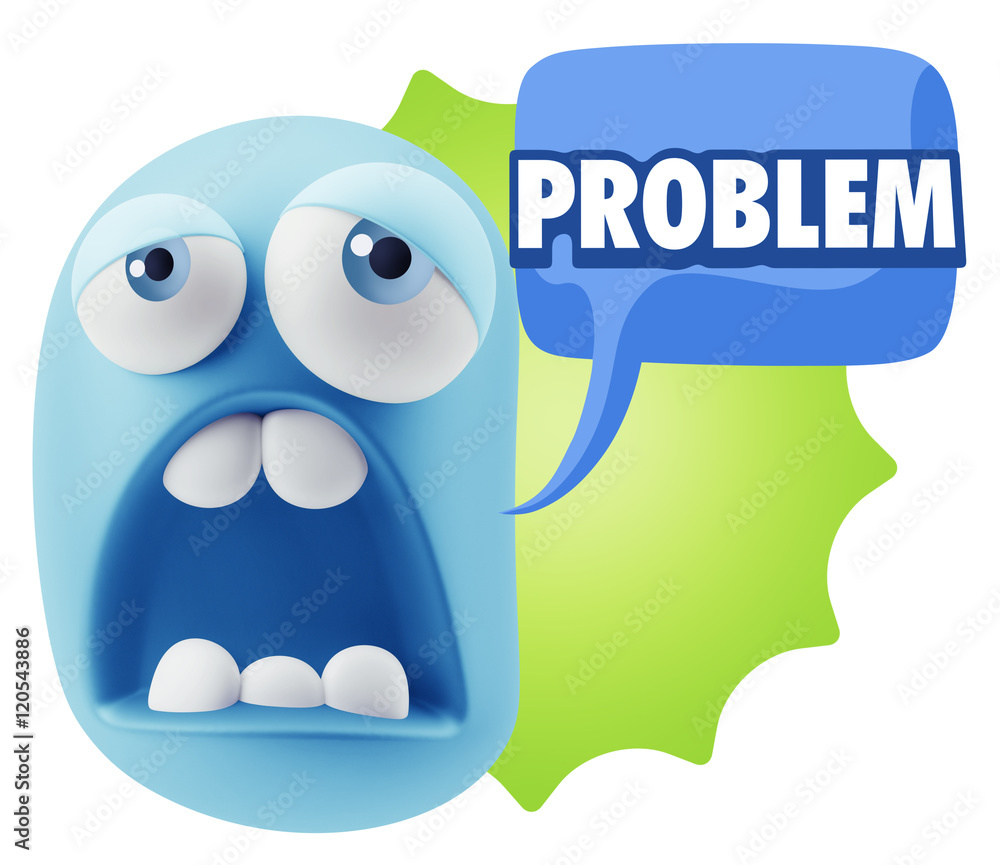 3d Rendering Sad Character Emoticon Expression saying Problem wi 3d Rendering Sad Character Emoticon Expression saying Problem wi