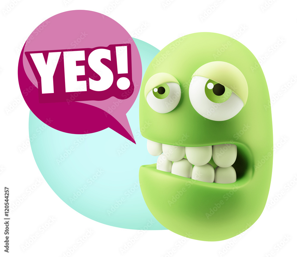 3d Rendering Sad Character Emoticon Expression saying Yes with C 3d Rendering Sad Character Emoticon Expression saying Yes with C