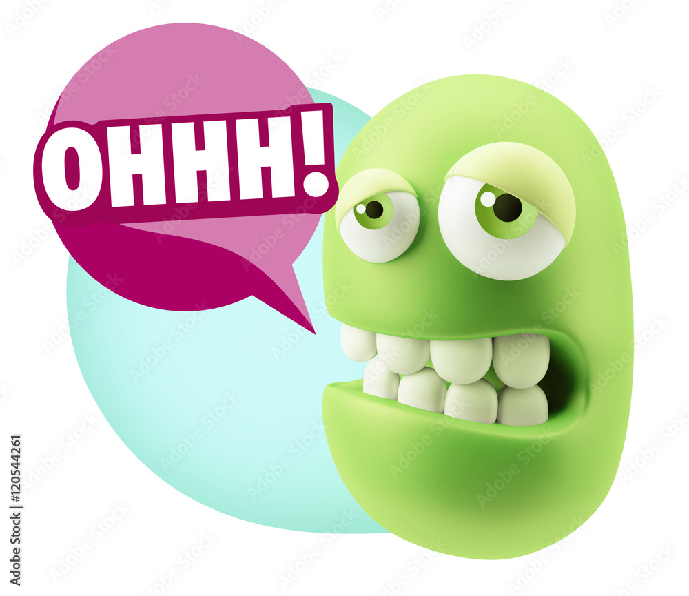 3d Rendering Sad Character Emoticon Expression saying Oh with Co 3d Rendering Sad Character Emoticon Expression saying Oh with Co