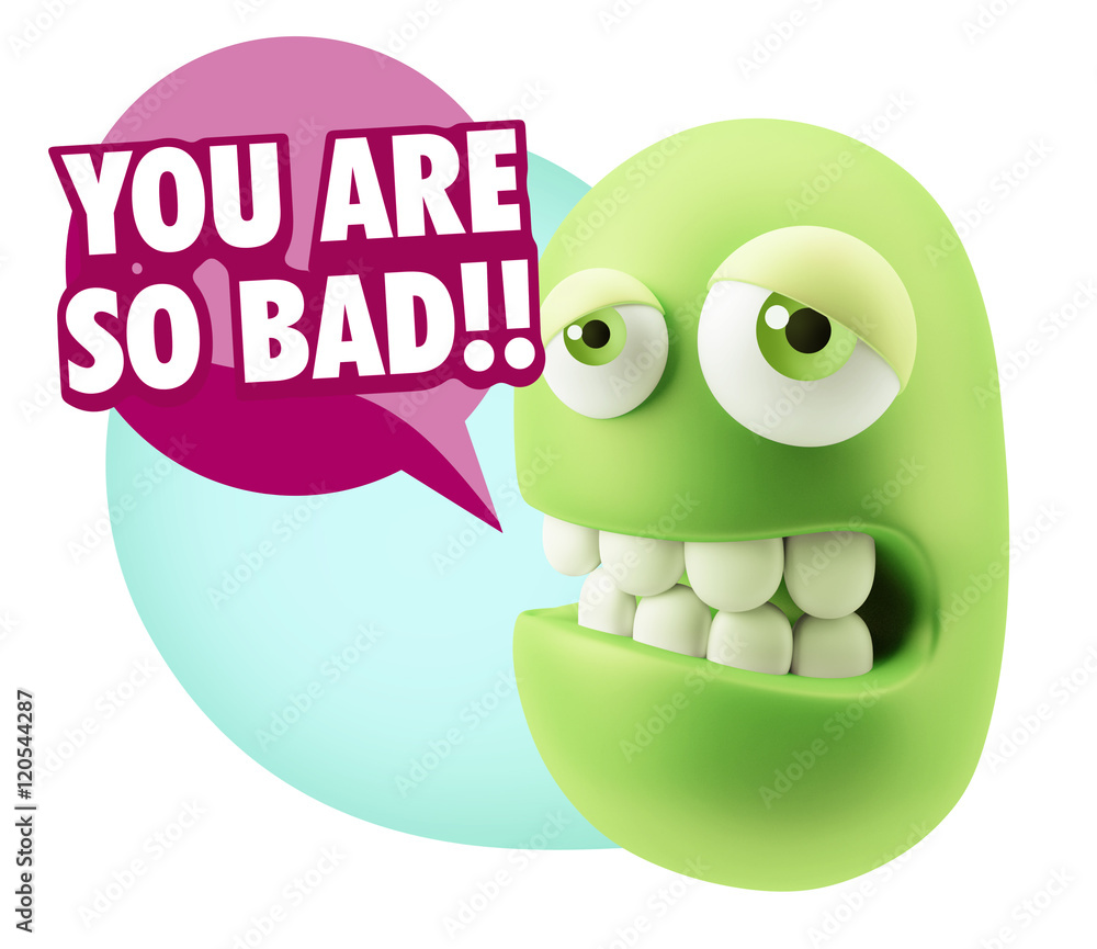 3d Rendering Sad Character Emoticon Expression saying You are so
