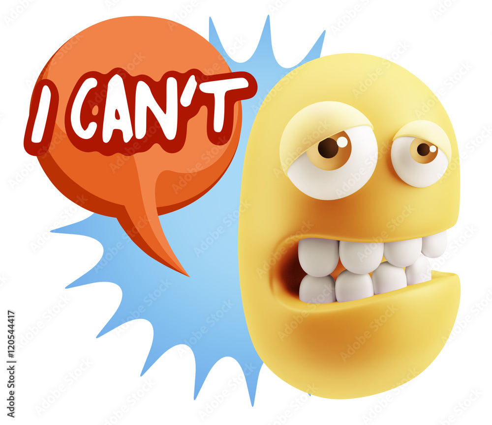3d Rendering Sad Character Emoticon Expression saying I Can't wi 3d Rendering Sad Character Emoticon Expression saying I Can't wi