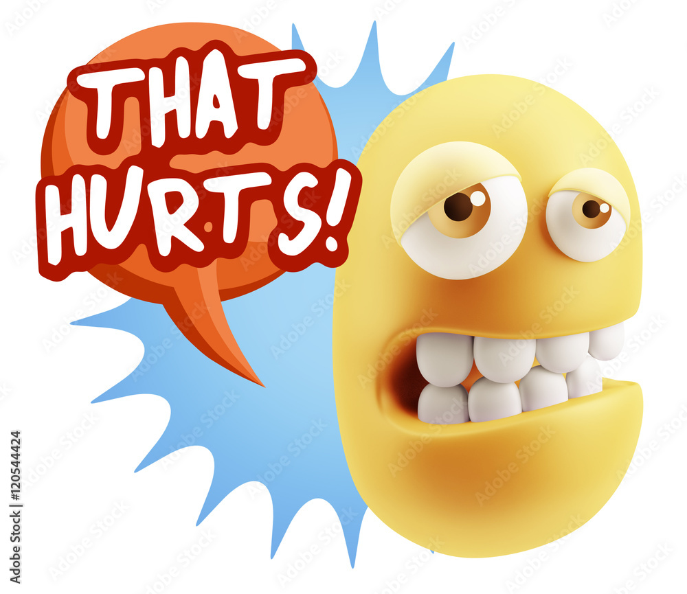 3d Rendering Sad Character Emoticon Expression saying That Hurts 3d Rendering Sad Character Emoticon Expression saying That Hurts