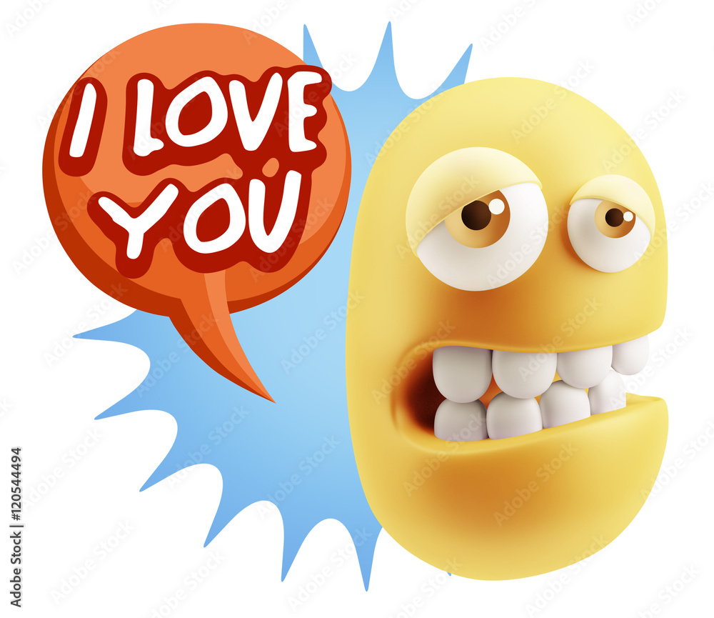 3d Rendering Sad Character Emoticon Expression saying I Love You 3d Rendering Sad Character Emoticon Expression saying I Love You