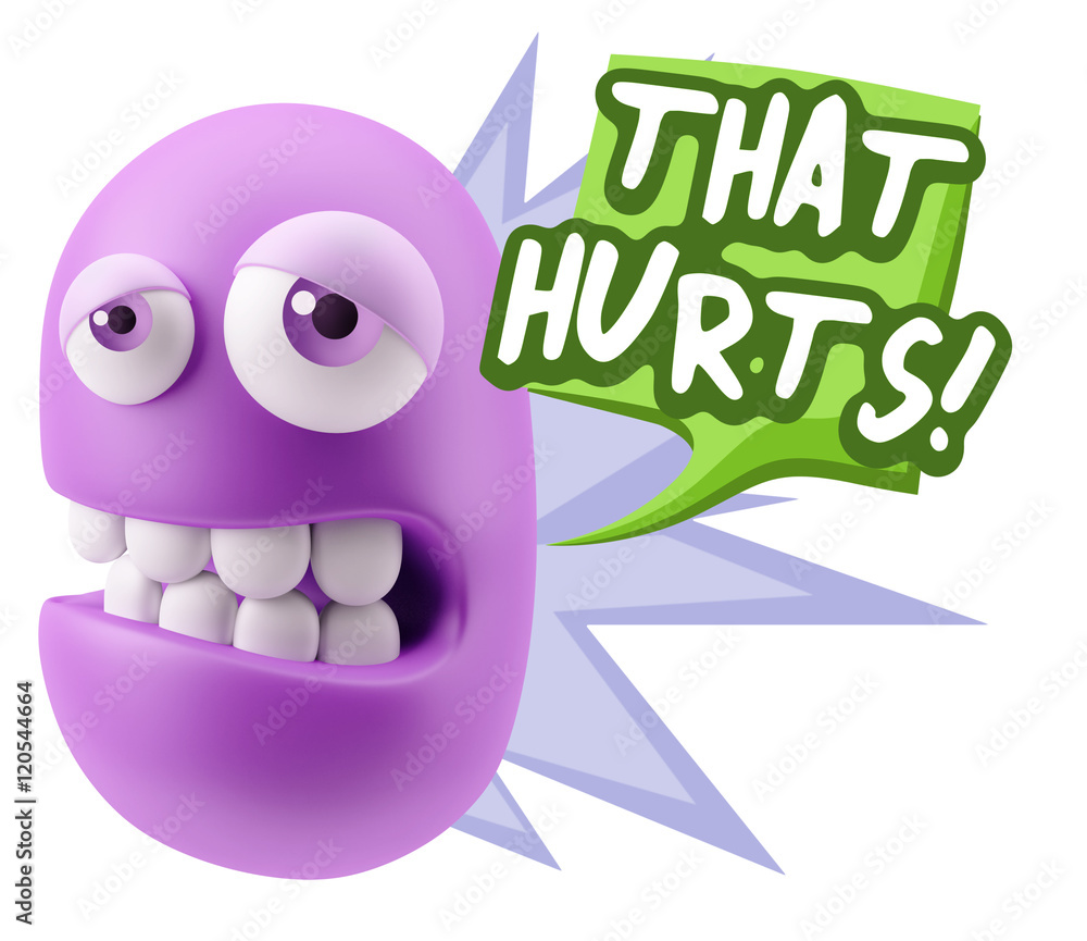 3d Rendering Sad Character Emoticon Expression saying That Hurts 3d Rendering Sad Character Emoticon Expression saying That Hurts
