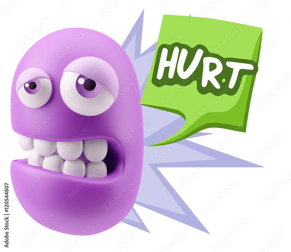 3d Rendering Sad Character Emoticon Expression saying Hurt with 3d Rendering Sad Character Emoticon Expression saying Hurt with