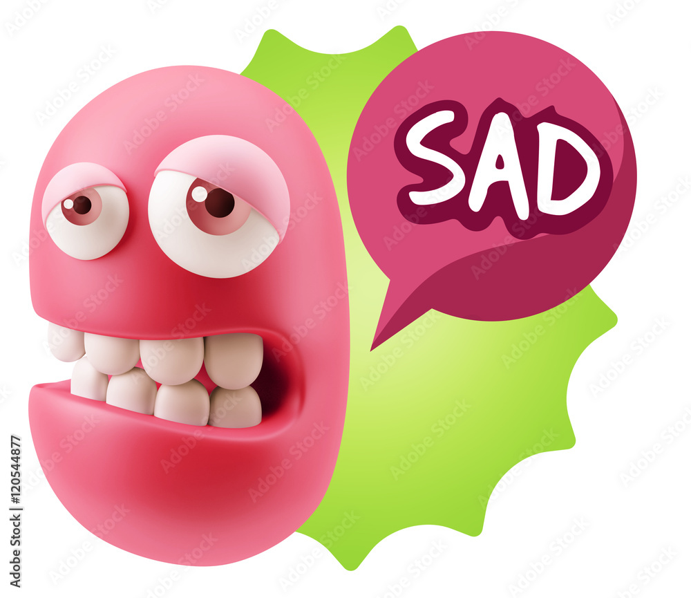 3d Rendering Sad Character Emoticon Expression saying Sad with C 3d Rendering Sad Character Emoticon Expression saying Sad with C