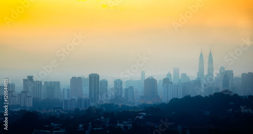 Panoramic view of kuala lumpur city in the morning  The most populous city in malaysia during sunrise