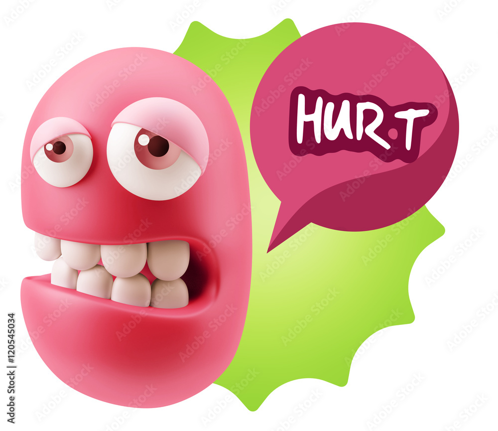 3d Rendering Sad Character Emoticon Expression saying Hurt with 3d Rendering Sad Character Emoticon Expression saying Hurt with