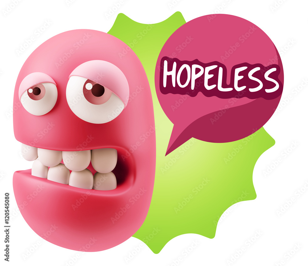 3d Rendering Sad Character Emoticon Expression saying Hopeless w 3d Rendering Sad Character Emoticon Expression saying Hopeless w