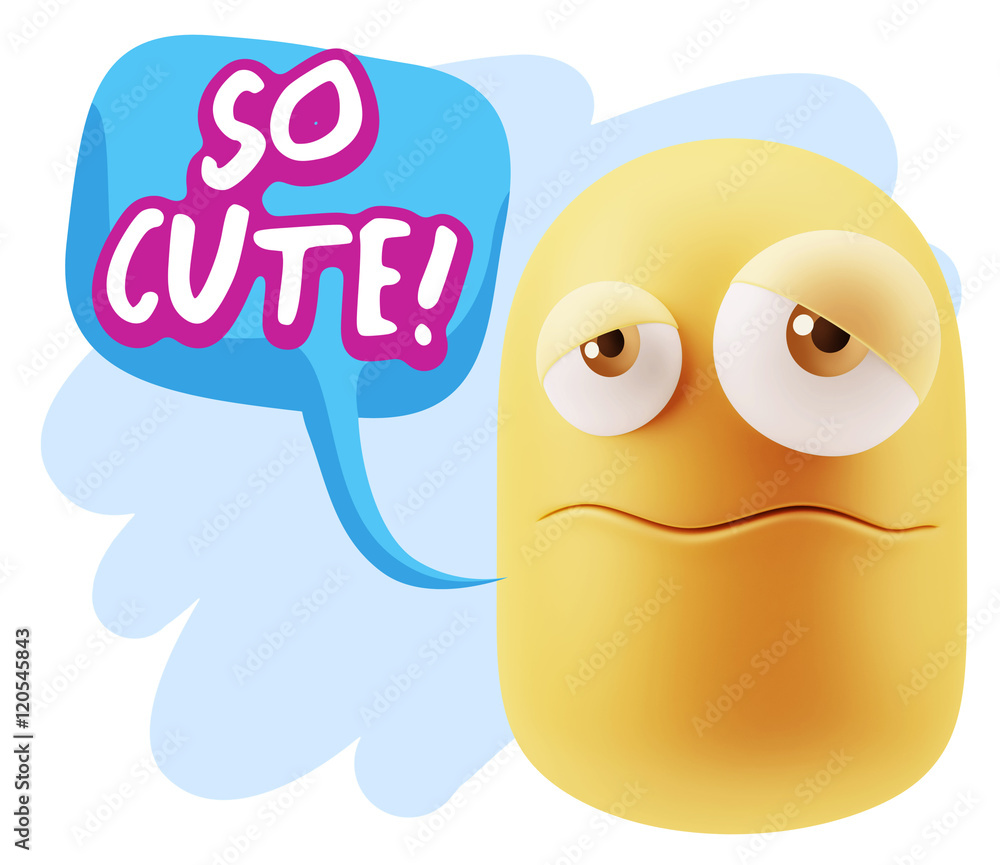 3d Rendering Sad Character Emoticon Expression saying So Cute wi 3d Rendering Sad Character Emoticon Expression saying So Cute wi