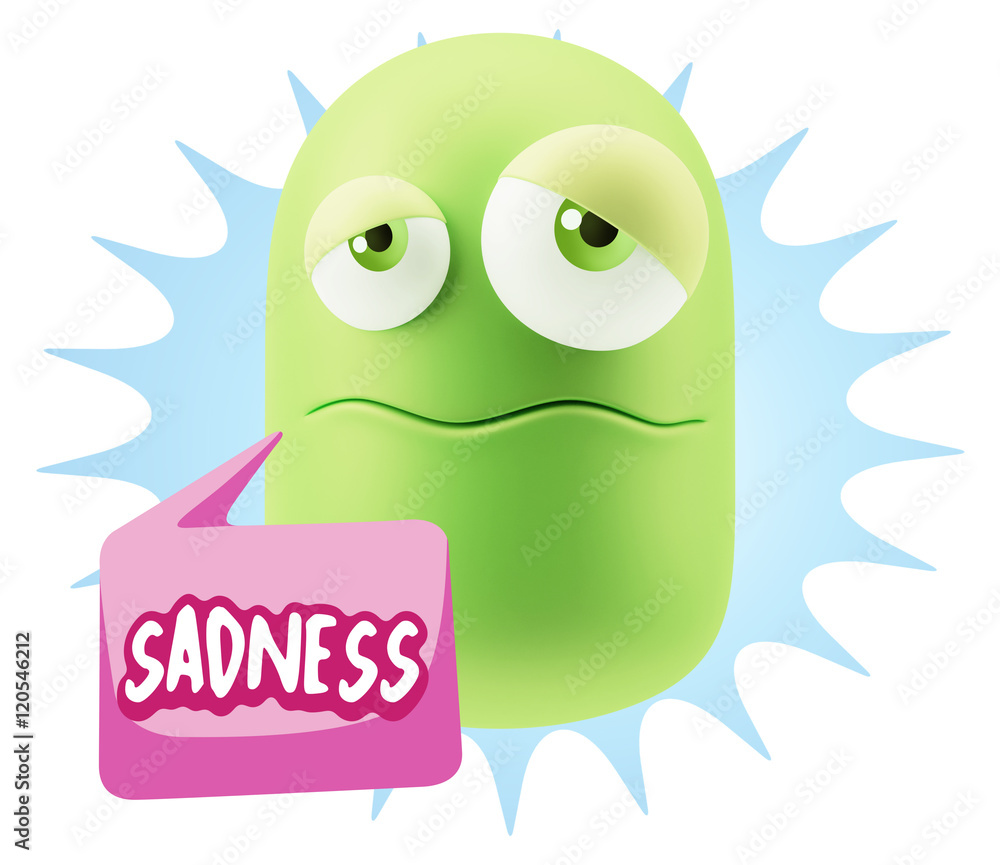Fototapeta premium 3d Rendering Sad Character Emoticon Expression saying Sadness wi