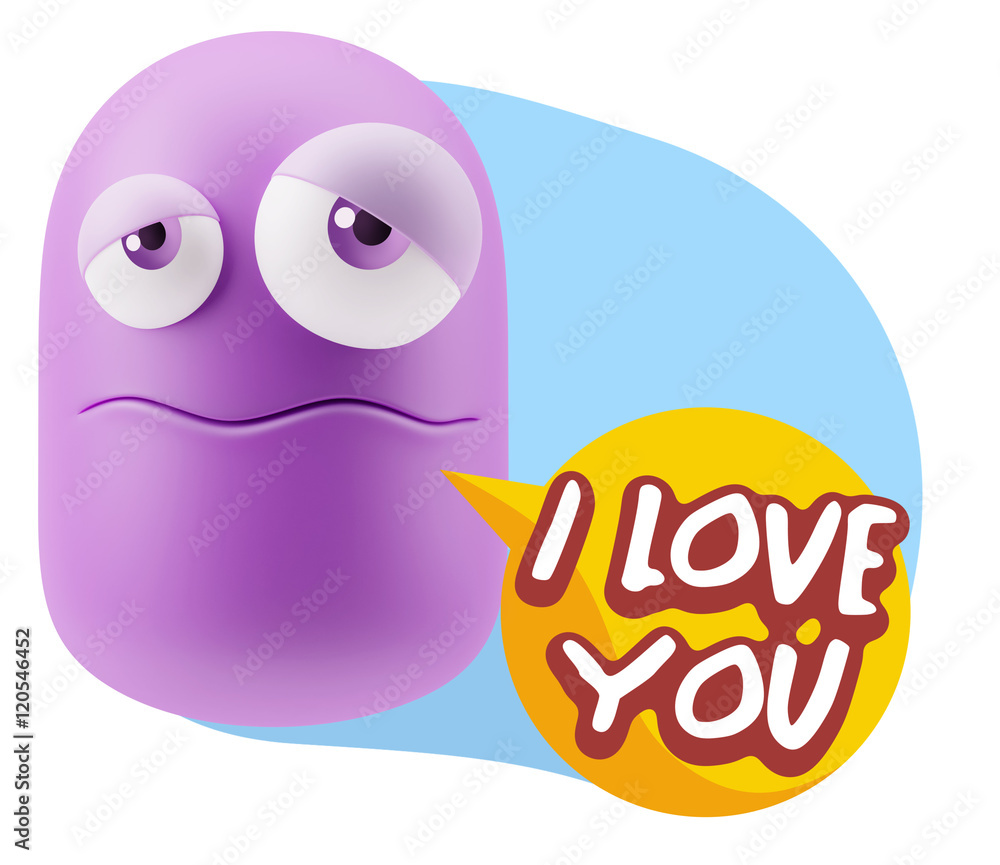 3d Rendering Sad Character Emoticon Expression saying I Love You 3d Rendering Sad Character Emoticon Expression saying I Love You