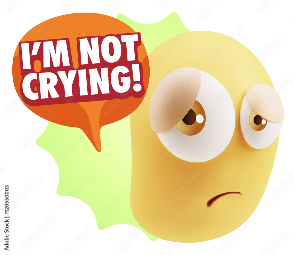 3d Rendering Sad Character Emoticon Expression saying I'm Not Cr 3d Rendering Sad Character Emoticon Expression saying I'm Not Cr