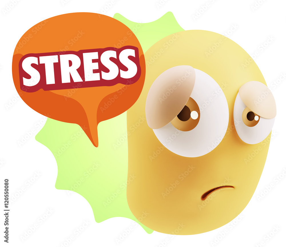 3d Rendering Sad Character Emoticon Expression saying Stress wit 3d Rendering Sad Character Emoticon Expression saying Stress wit