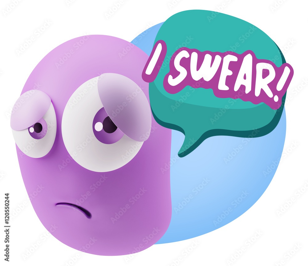 Obraz premium 3d Rendering Sad Character Emoticon Expression saying I Swear wi