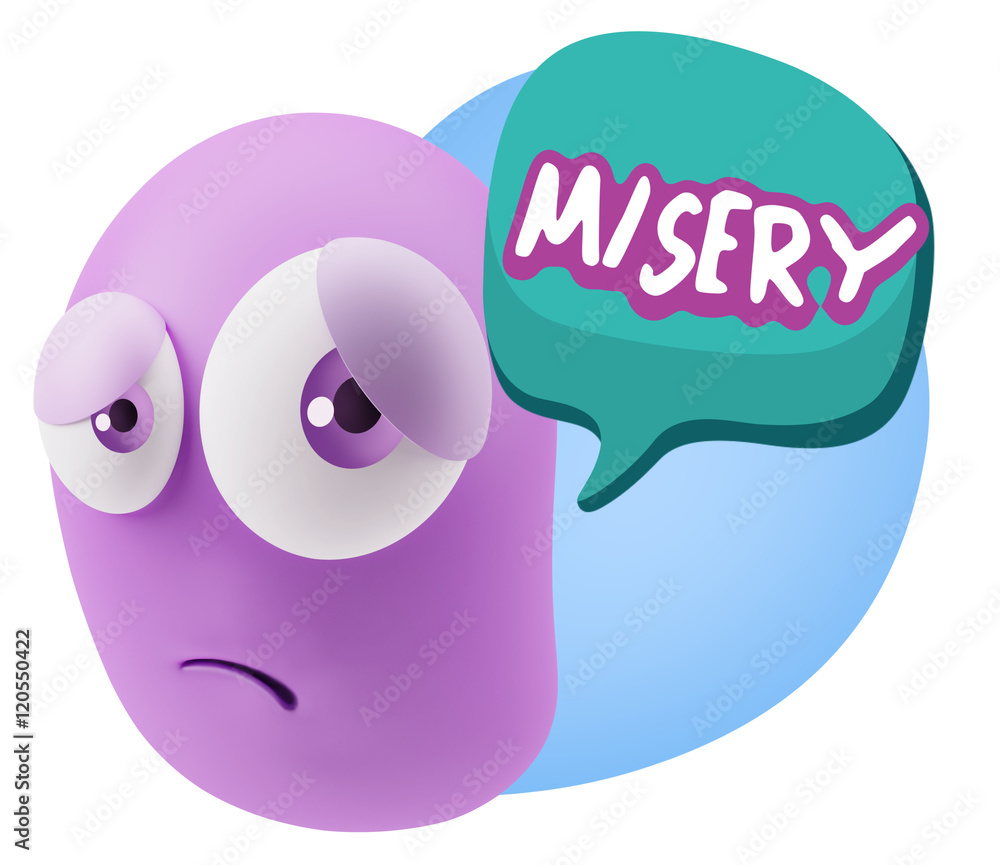 Obraz premium 3d Rendering Sad Character Emoticon Expression saying misery wit