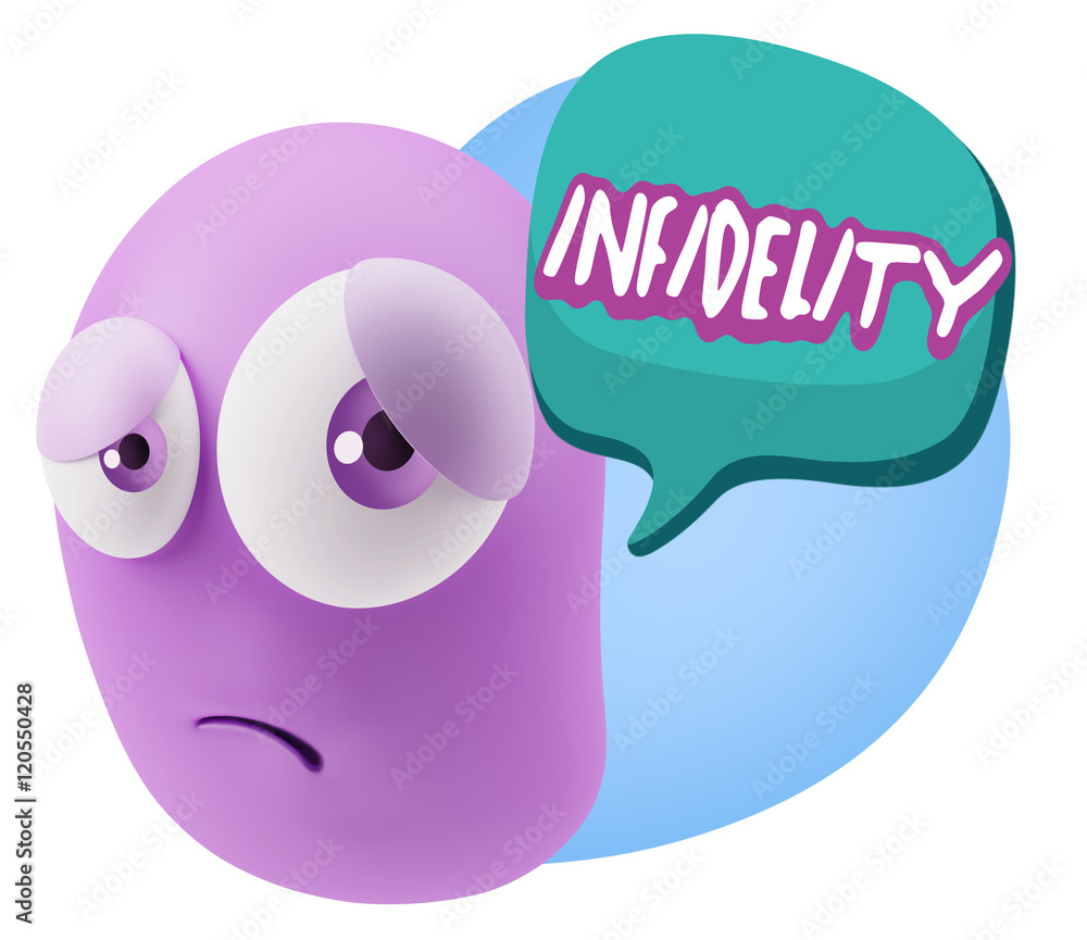 3d Rendering Sad Character Emoticon Expression saying Infidelity 3d Rendering Sad Character Emoticon Expression saying Infidelity