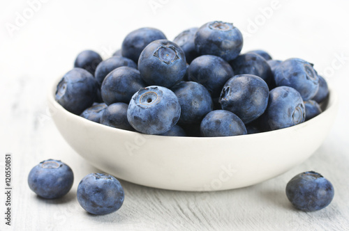 Blueberries in white bowl