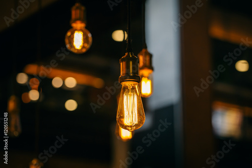 Fototapeta beautiful lighting decor bulb Industrial vintage style.