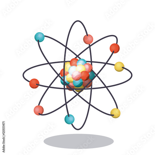 Multicolored atom icon. Science laboratory and chemistry theme. Colorful design. Vector illustration
