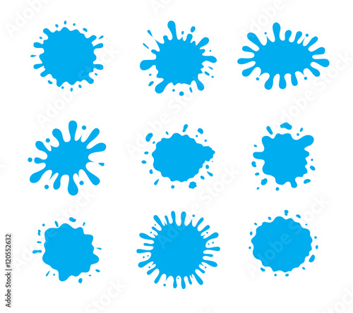 Vector silhouette of water splash blue color set. Ideal for logo or symbol and web icons.