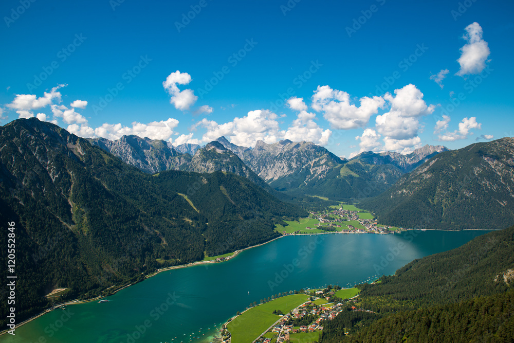 Achensee, bird view / 
Aerial view from Achensee in Tyrol (Austria)