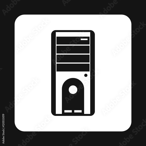 System unit of a computer icon in simple style isolated on white background. Equipment symbol vector illustration