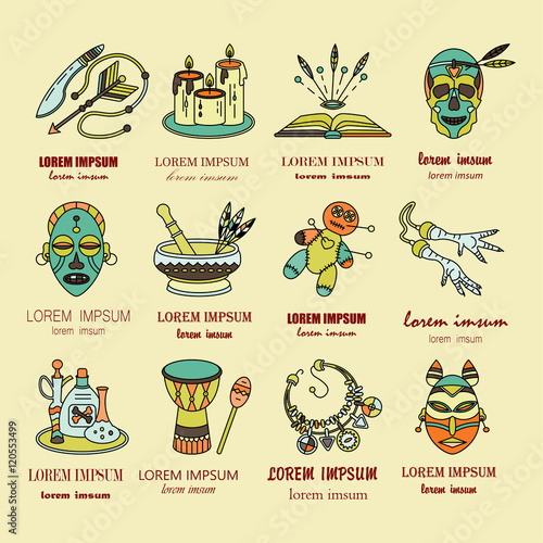 Voodoo African and American magic vector logo