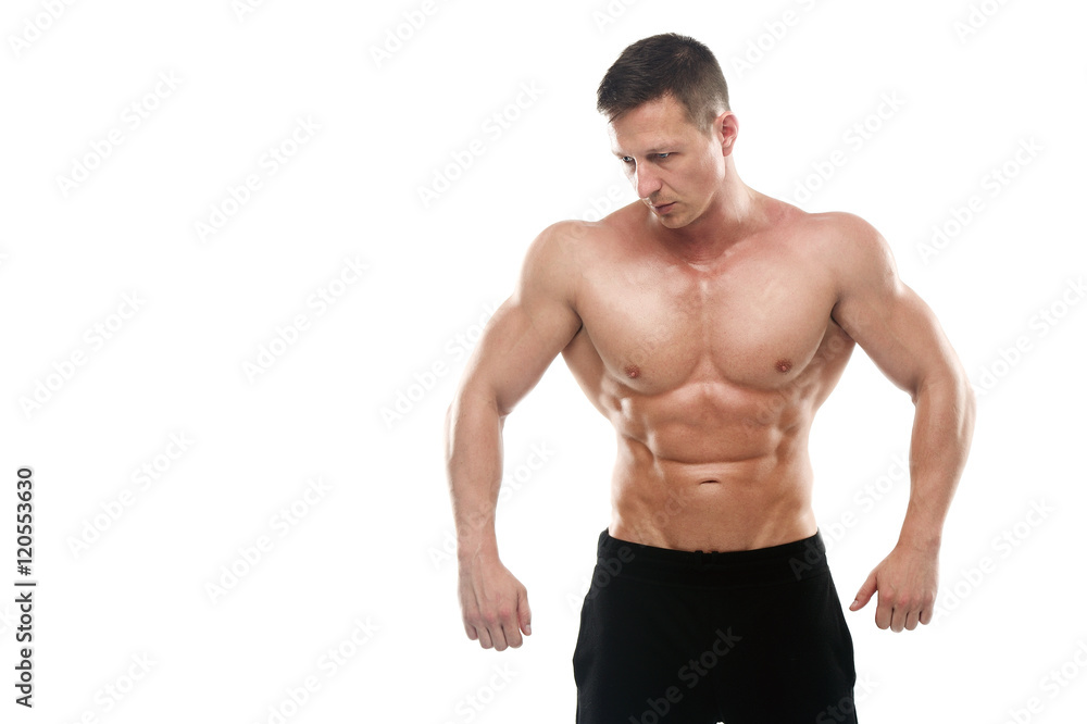 Strong athletic man on white background. Strong athletic man on white background.