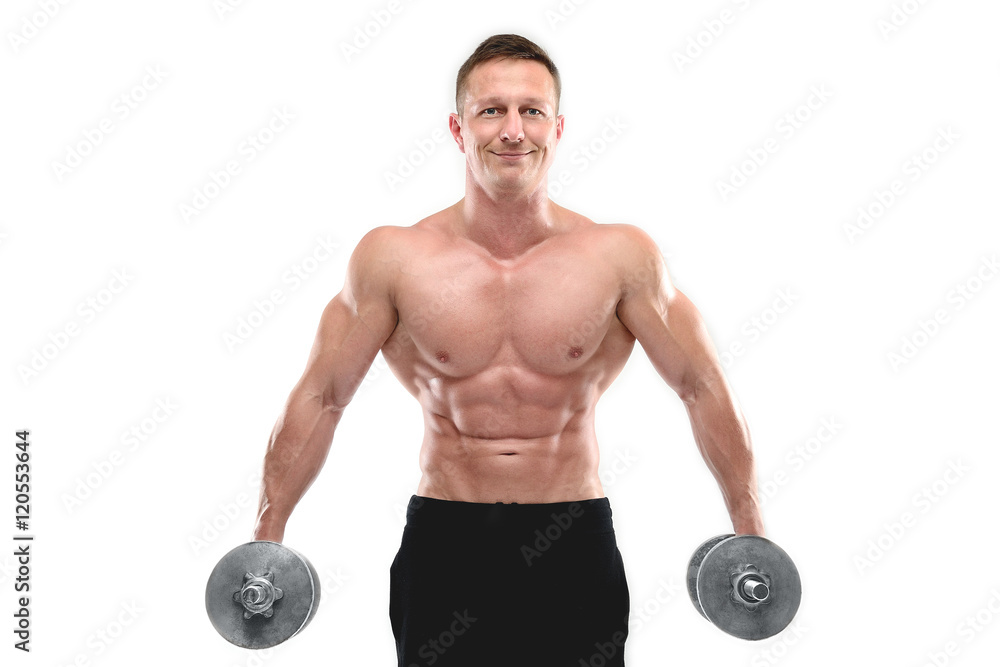 Strong athletic man on white background. Strong athletic man on white background.