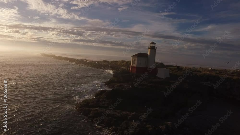 Aerial view of Coquille River Lighthouse in Bandon, Oregon Aerial view of Coquille River Lighthouse in Bandon, Oregon