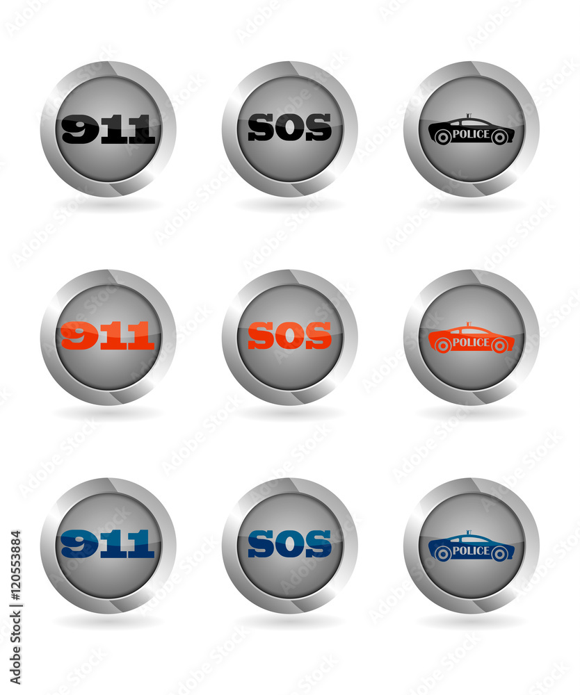 Icons for emergency police call. vector graphics on a white background. Icons for emergency police call. vector graphics on a white background.