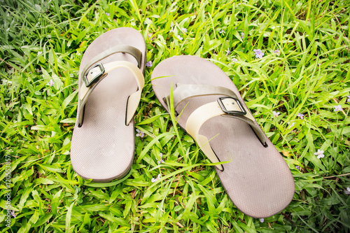 Shoes on grass photo