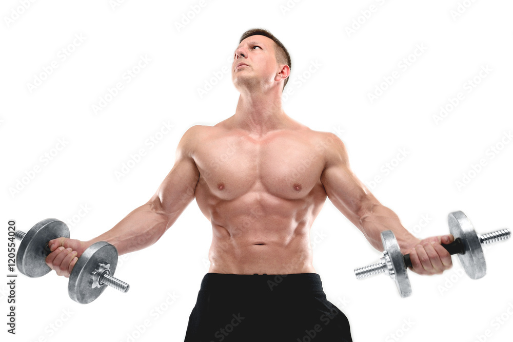 Strong athletic man on white background. Strong athletic man on white background.