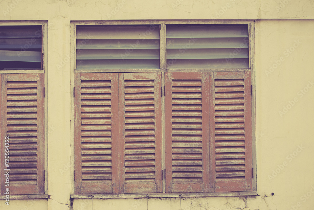 old wood windows vintage color tone.