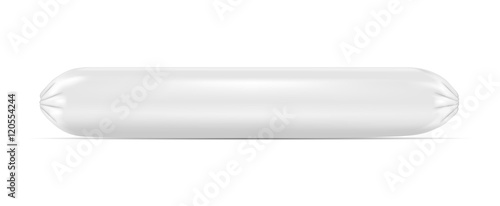 White empty plastic packaging for sausage and food