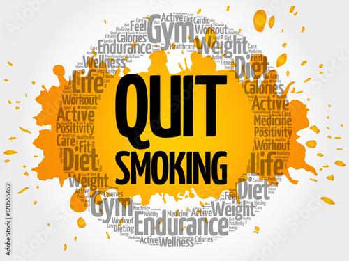 Quit Smoking word cloud collage, health concept background