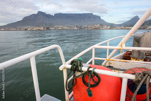 Fishing Trawler in front of Table Mountain photo