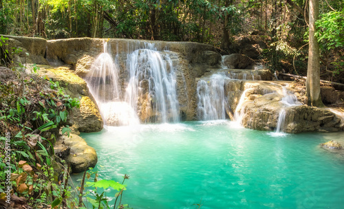 Waterfall tropical rainforest scenic at huai mae khamin national