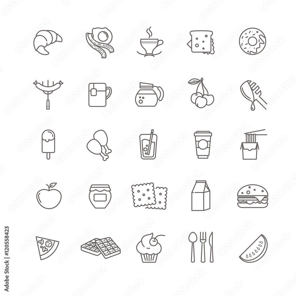 breakfast icons, stock vector set breakfast icons, stock vector set