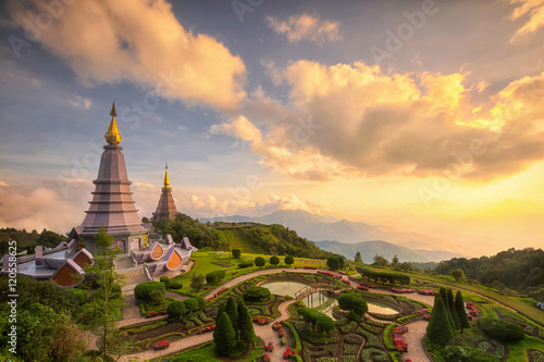 Landscape of two pagoda on the top of Inthanon mountain © anekoho