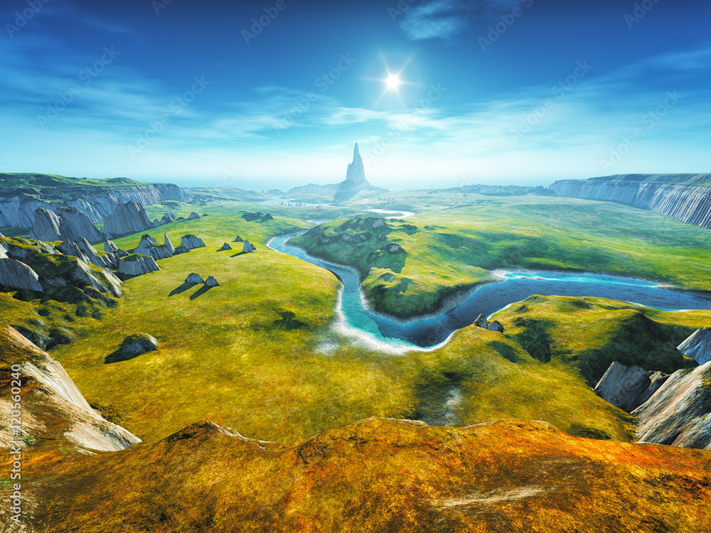 Obraz premium kolorowy krajobraz fantasy