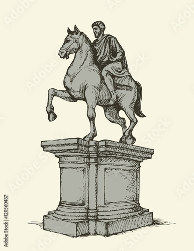 Statue of of Marcus Aurelius. Vector drawing